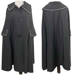 Debutogs New York Vintage Black Piped Cape Coat Jacket New with tags